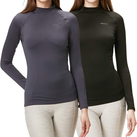 Fashion-Forward Women's 2-Pack Long Sleeve Turtle Neck Tops - Comfort Size Small